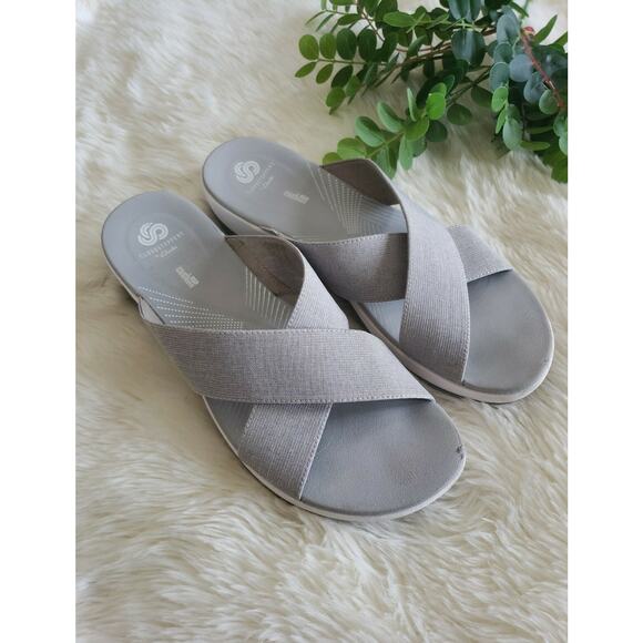 CLARKS CLOUDSTEPPERS Women's Arla Elin Slide Sandals Cushioned Grey US 11 - Picture 1 of 8